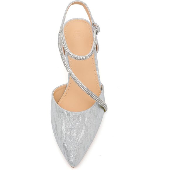 Dadawen Women's Champagne Closed Pointed Toe Low Chunky Heels Pumps Ankle Strap - Picture 5 of 7